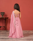 Pink Handcrafted Lehenga Set For Girls