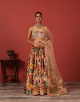 Zardozi Handcrafted Bustier Lehenga Set with Patchwork Dupatta