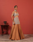 Brown Fusion Lehenga Set
