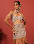 Brown Fusion Lehenga Set