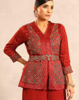 Red Ajrakh Fully Handcrafted Peplum Jumpsuit