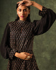 Black Ajrakh Peplum Top With Flare Pants