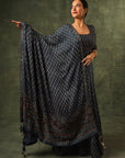 Blue Ajrakh Anarkali With Dupatta