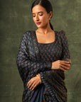 Blue Ajrakh Anarkali With Dupatta