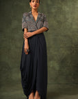 Blue Ajrakh Drape Tunic