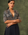 Blue Ajrakh Drape Tunic