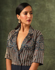 Blue Ajrakh Drape Tunic
