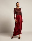 Foxy Maroon Drape Dress