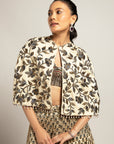 Lissome Faded Ivory Blouse & Cape With Comely Lehenga