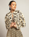 Lissome Faded Ivory Blouse & Cape With Comely Lehenga