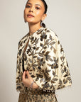 Lissome Faded Ivory Blouse & Cape With Comely Lehenga