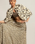 Lissome Faded Ivory Blouse & Cape With Comely Lehenga