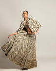 Lissome Faded Ivory Blouse & Cape With Comely Lehenga