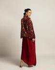 Rheia Maroon Co-Ord Set With Cape Jacket