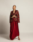 Rheia Maroon Co-Ord Set With Cape Jacket