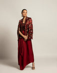 Rheia Maroon Co-Ord Set With Cape Jacket