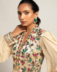 Debonair Hex Beige Gathered Dress