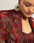 Rheia Maroon Co-Ord Set With Cape Jacket