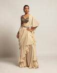 Sublime Ivory Attached Dupatta & Pants With Blouse Along With The Waistband