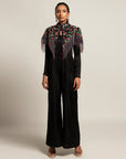 Sterling Black Jumpsuit With Embellished Capelet