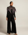 Sterling Black Jumpsuit With Embellished Capelet