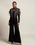 Sterling Black Jumpsuit With Embellished Capelet
