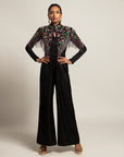 Sterling Black Jumpsuit With Embellished Capelet