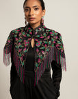 Sterling Black Jumpsuit With Embellished Capelet