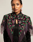 Sterling Black Jumpsuit With Embellished Capelet