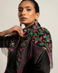 Sterling Black Jumpsuit With Embellished Capelet