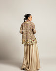 Lustrous Ivory Bralette & Flare Pants With Ivory Organza Jacket