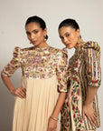 Hallowed Beige Gathered Dress