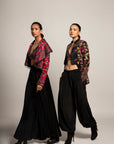 Tantalizing Black Bralet & Tentom Jacket With Jet Black Harem Pants