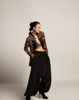 Tantalizing Black Bralet & Tentom Jacket With Jet Black Harem Pants