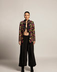 Tantalizing Black Bralet & Tentom Jacket With Jet Black Harem Pants