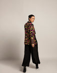 Tantalizing Black Bralet & Tentom Jacket With Jet Black Harem Pants
