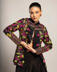 Tantalizing Black Bralet & Tentom Jacket With Jet Black Harem Pants