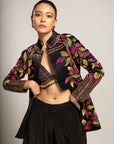 Tantalizing Black Bralet & Tentom Jacket With Jet Black Harem Pants