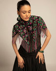 Glided Black Corset With Drape Skirt And Capelet Jacket