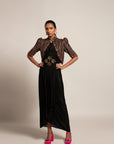 Beauteous Black Drape With Short Jacket Set