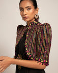 Beauteous Black Drape With Short Jacket Set