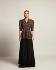 Delectable Peplum Top With Black Flare Pants