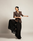 Delectable Peplum Top With Black Flare Pants