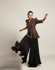 Delectable Peplum Top With Black Flare Pants