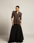 Delectable Peplum Top With Black Flare Pants