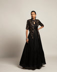 Dapper Black Gown With Short Chic Jacket
