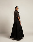Dapper Black Gown With Short Chic Jacket