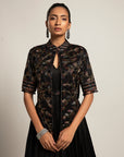 Dapper Black Gown With Short Chic Jacket