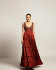 Bonza Maroon Tiered Dress