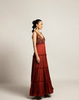 Bonza Maroon Tiered Dress